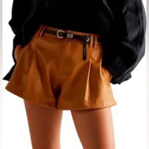 FREE PEOPLE | WE THE FREE Free Reign Tan Faux Leather Shorts Women’s Size 30